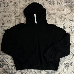 Cropped Black Pullover Hoodie